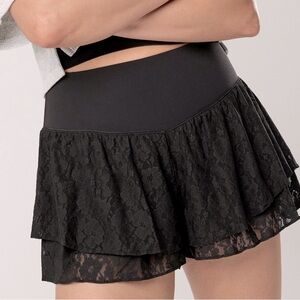 Aerie Real Me Black Lace Flowy Shorts (Activewear)